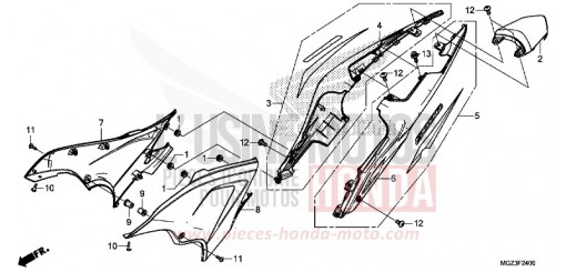 SIDE COVER/REAR COWL CBR500RAE de 2014